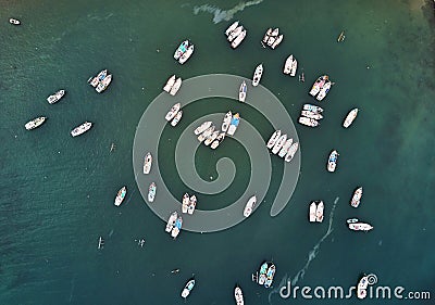 Aerial view. ships in Sri Lanka. Blue island Stock Photo