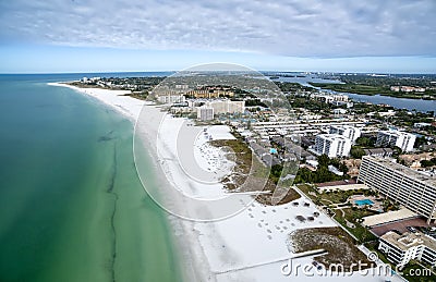 Fly over beach in Siesta Key, Florida. Stock Photo