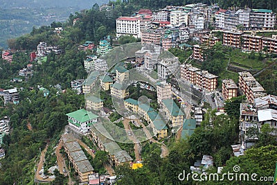 Aerial View of Gangtok,capital city of Sikkim Stock Photo