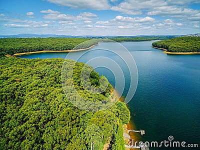 Aerial view of Silvan reservoir lake. Stock Photo