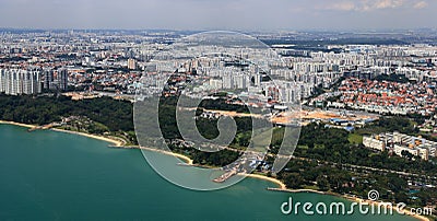 Singapore, Panorama of Singapore downtown, High angle view of residential area of Singapore Stock Photo