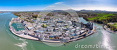 Skyline of Caernafon, Gwynedd in Wales - United Kingdom Stock Photo