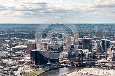 Aerial view of the skyline of Newark, New Jersey, USA Editorial Stock Photo