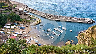 Aerial view of small boat pier in Pizzo Stock Photo