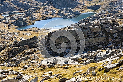 Aerial view on small lake - Pyrenees Stock Photo