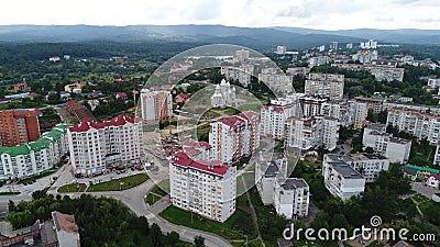 Aerial view of the small resort town of Truskavets in the Lviv region Ukraine Europe Editorial Stock Photo