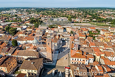 Aerial view of small town Pietrasanta in Versilia northern Tuscany in province of Lucca, Italy Stock Photo