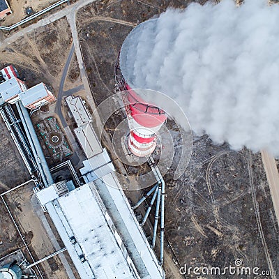 Aerial view smokestack Stock Photo