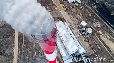 Aerial view smokestack Stock Photo