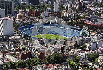 Aerial view of soccer football stadium in mexico city Editorial Stock Photo