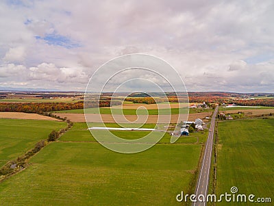 Aerial view of some rural fall color landscape Stock Photo