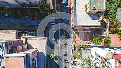 Top down Aerial view of Sorrento city, Meta, Piano coast, Italy, street of mountains old city, tourism concept Editorial Stock Photo