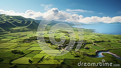 Coastline View Of Farm Land In South Africa With Village And Commercial Farms Stock Photo