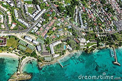 Aerial view of the South coast near Le Gosier, Grande-Terre, Guadeloupe, Caribbean Stock Photo