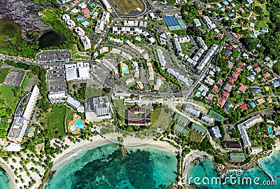 Aerial view of the South coast near Le Gosier, Grande-Terre, Guadeloupe, Caribbean Stock Photo