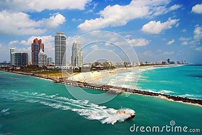 Aerial view of South Miami Beach Stock Photo