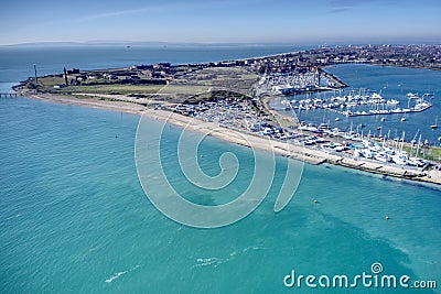 Aerial view Southsea Lock Lake Southsea Moorings Stock Photo