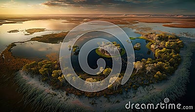 Aerial View Of A Sprawling Nature Reserve With Wildlife And Scenic Views :Bird's Eye (Generative AI) Stock Photo