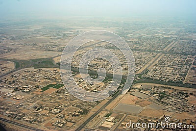 Aerial view of sprawling town Stock Photo