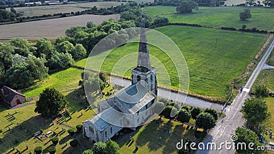 Aerial view of St Mary's Church in Marston-on-Dove Stock Photo