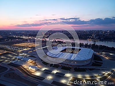 Aerial view of stadium Rostov Arena in the evening Editorial Stock Photo