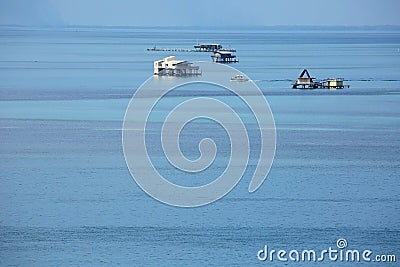 Aerial view of Stiltsville Stock Photo