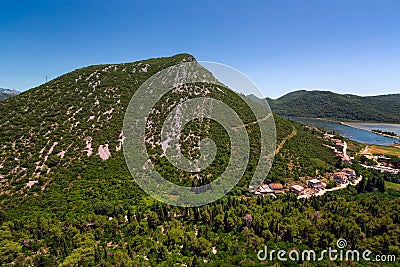 Aerial View of Ston and Surrounding Hills, Croatia Stock Photo