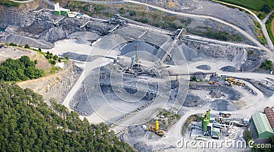 Aerial view : Stone quarry Stock Photo