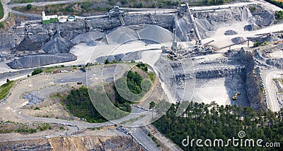 Aerial view : Stone quarry Stock Photo