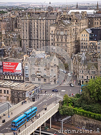 Aerial view of streets in Edinburgh Editorial Stock Photo