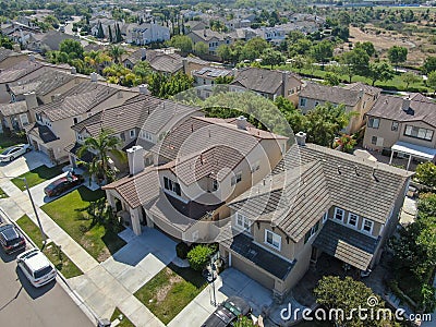 Aerial view suburban neighborhood with big villas Editorial Stock Photo