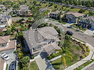 Aerial view suburban neighborhood with big villas Editorial Stock Photo