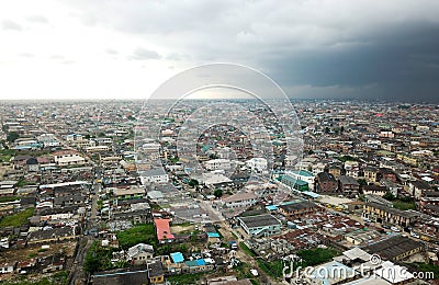 Aerial View of surburb in Bariga Lagos Editorial Stock Photo