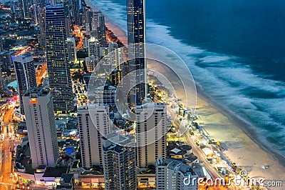 Aerial view of Surfers Paradise in Gold Coast, Australia Editorial Stock Photo