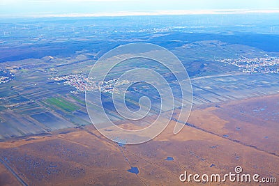 Aerial view swamp and town Stock Photo