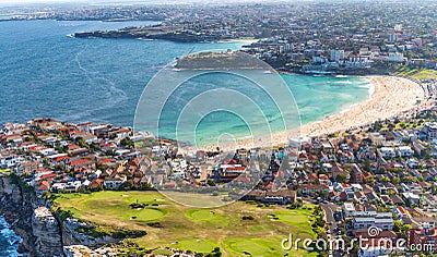 Aerial view of Sydney coastline and Bondi Beach, New South Wales Stock Photo