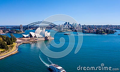 Aerial View of the Sydney Harbour Bridge and Opera House Editorial Stock Photo