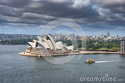 Aerial view of Sydney Opera House with stormy cloud Editorial Stock Photo