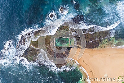 Aerial view of Sydneys Mona Vale Beach Stock Photo