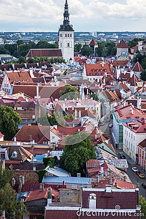 Aerial View of Tallinn Old Town in a beautiful summer day, Estonia Stock Photo