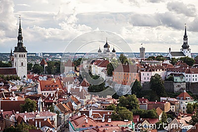 Aerial View of Tallinn Old Town in a beautiful summer day, Estonia Stock Photo