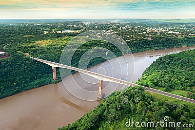 Aerial view of The Tancredo Neves Bridge, better known as Fraternity Bridge Stock Photo