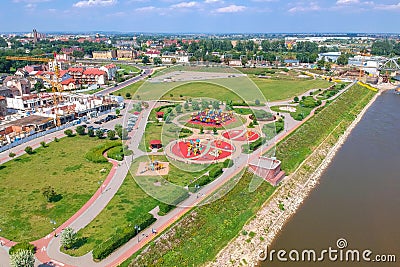 Aerial view of Tczew city over Wisla river in Poland Stock Photo