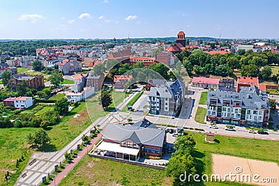 Aerial view of Tczew city over Wisla river in Poland Stock Photo