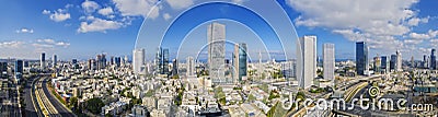 Tel Aviv Skyline Aerial View, Tel Aviv Cityscape Panorama At Day, Israel Stock Photo