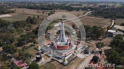 Aerial view temple Thai landmark beautiful large modern design Stock Photo