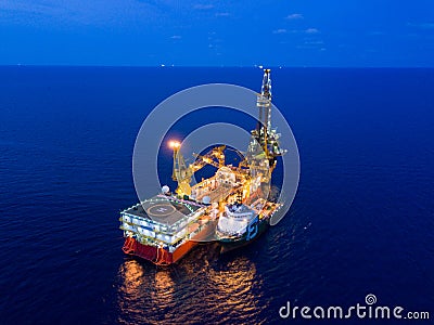 Aerial View of Tender Drilling Oil Rig Barge Oil Rig Editorial Stock Photo