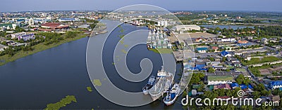 Aerial view of tha chin river samuth sakorn province outskirt of Stock Photo