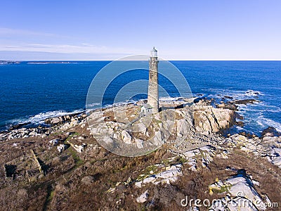 Thacher Island Lighthouse, Cape Ann, MA, USA Stock Photo