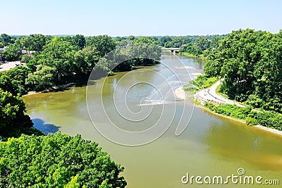 Aerial view of the Thames River in London, Ontario, Canada Stock Photo